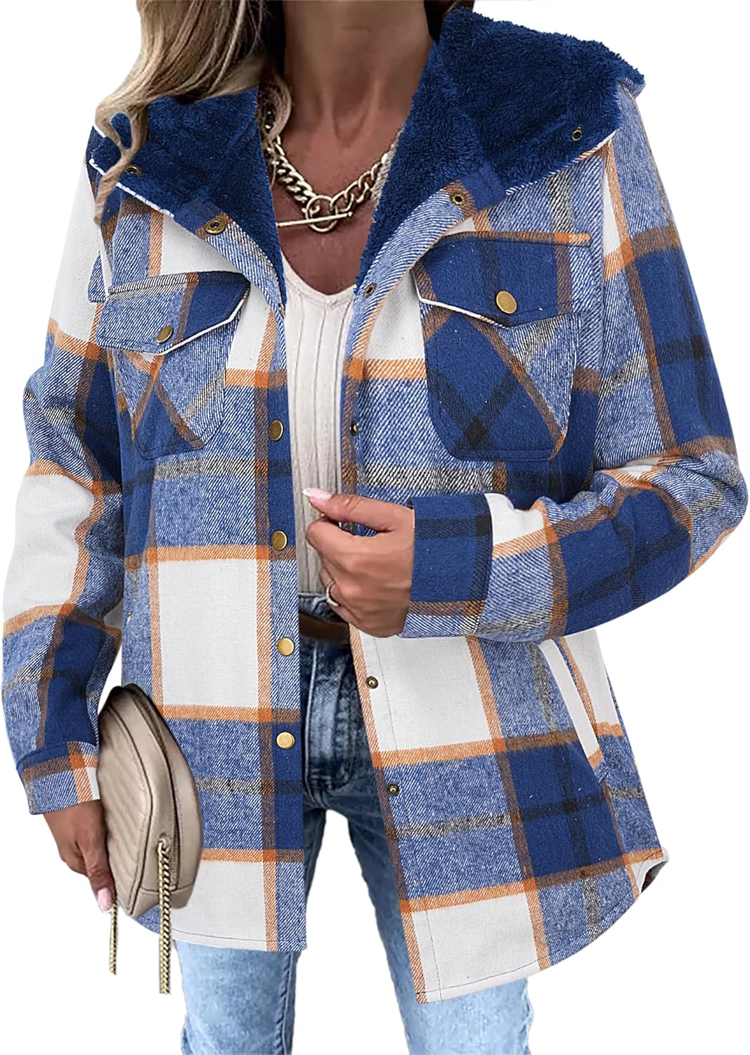 Zeagoo Womens Plaid Shacket Jacket for Fall and Winter Wear