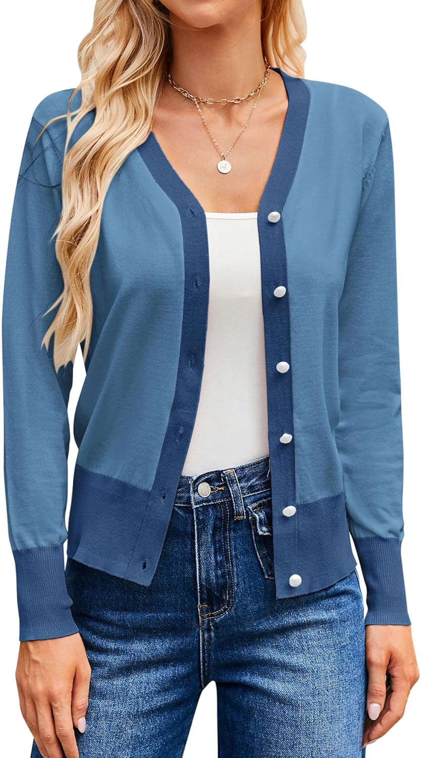 Stylish Contrast Color Block Cardigan for All Seasons Wear