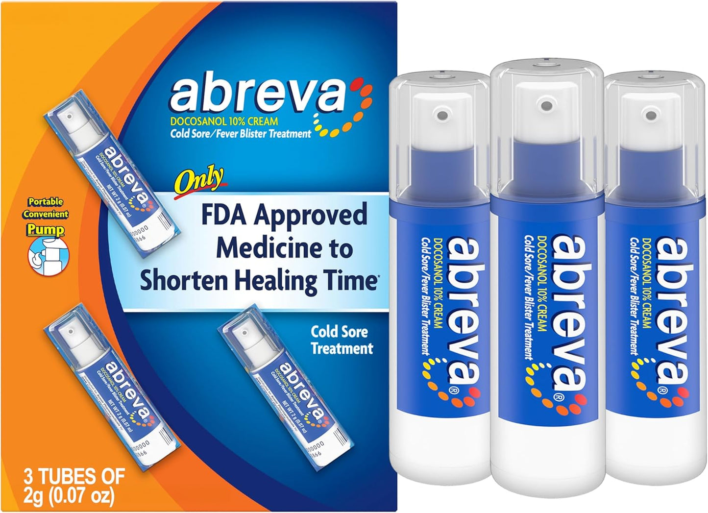 Abreva Docosanol 10% Cream Cold Sore Treatment - 3 Pack