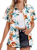 Womens Hawaiian Shirt Soft Cool Summer Floral Tropic V Neck Shoes