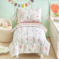 Cotton Toddler Bedding Set Pink Flowers Reversible Design - Soft
