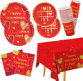 Valentine's Day Red Heart Party Supplies Pack - Serve 25