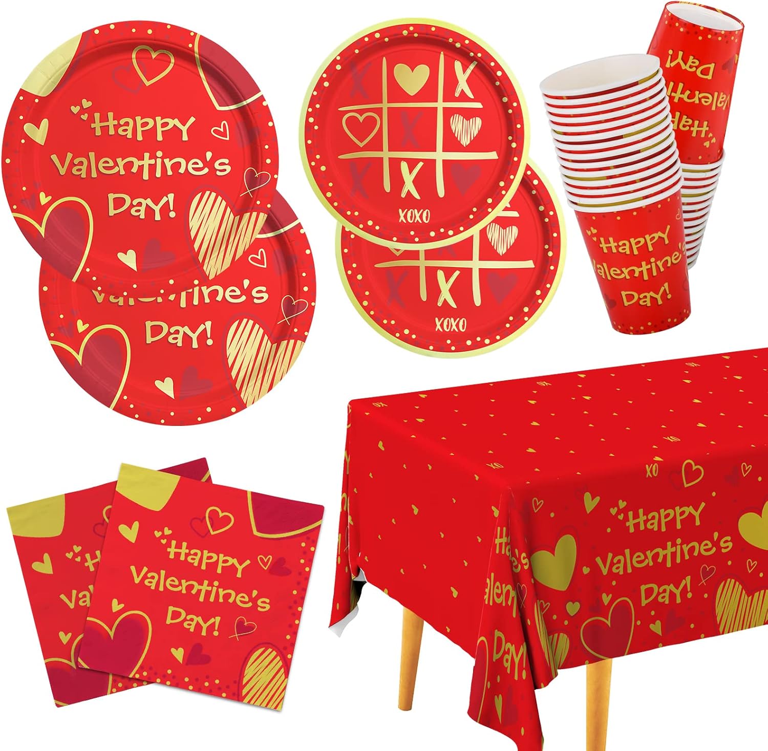 Valentine's Day Party Supplies Red Heart Love Disposable Tableware