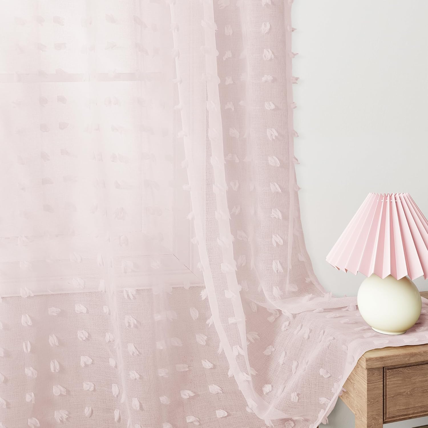 Guken Sheer Curtains with Pom Poms for Chic Home Decor