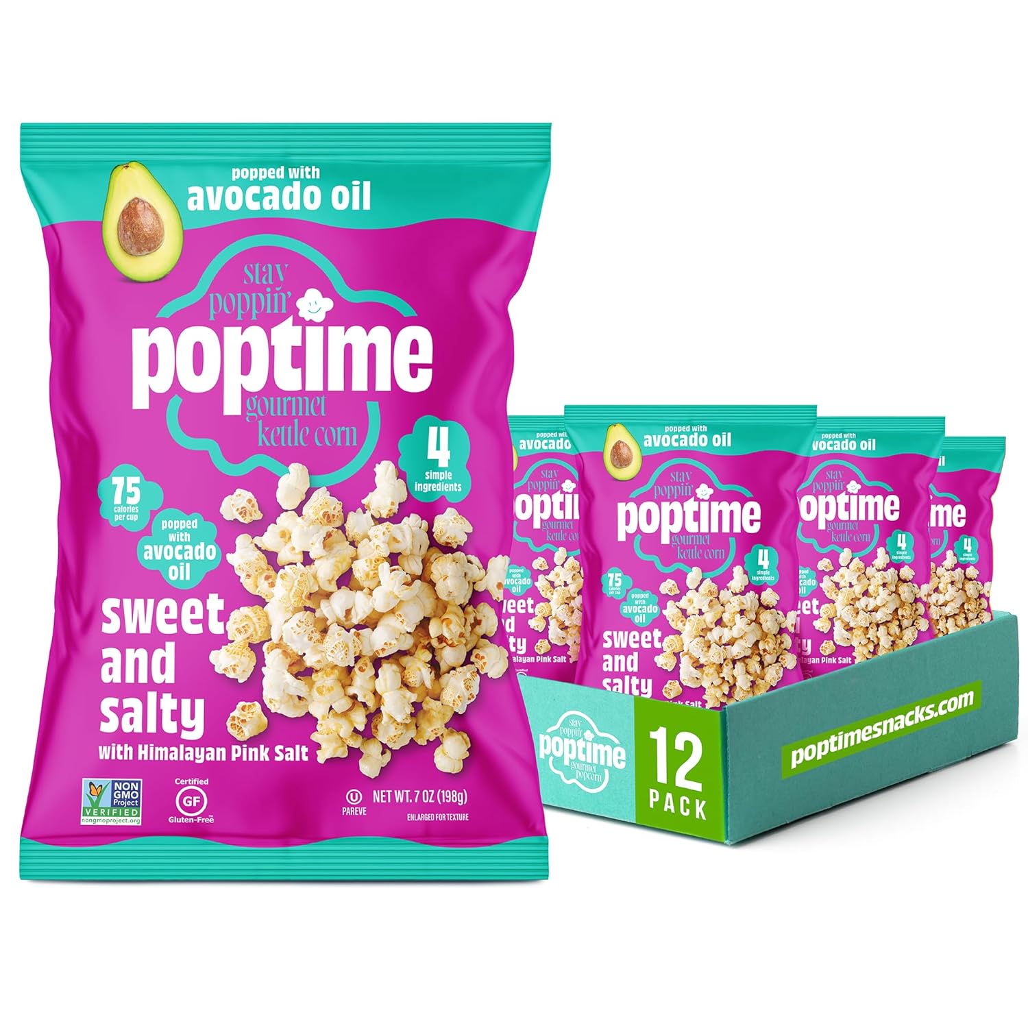 Poptime Sweet & Salty Kettle Corn Snack Bags - Healthy Treats