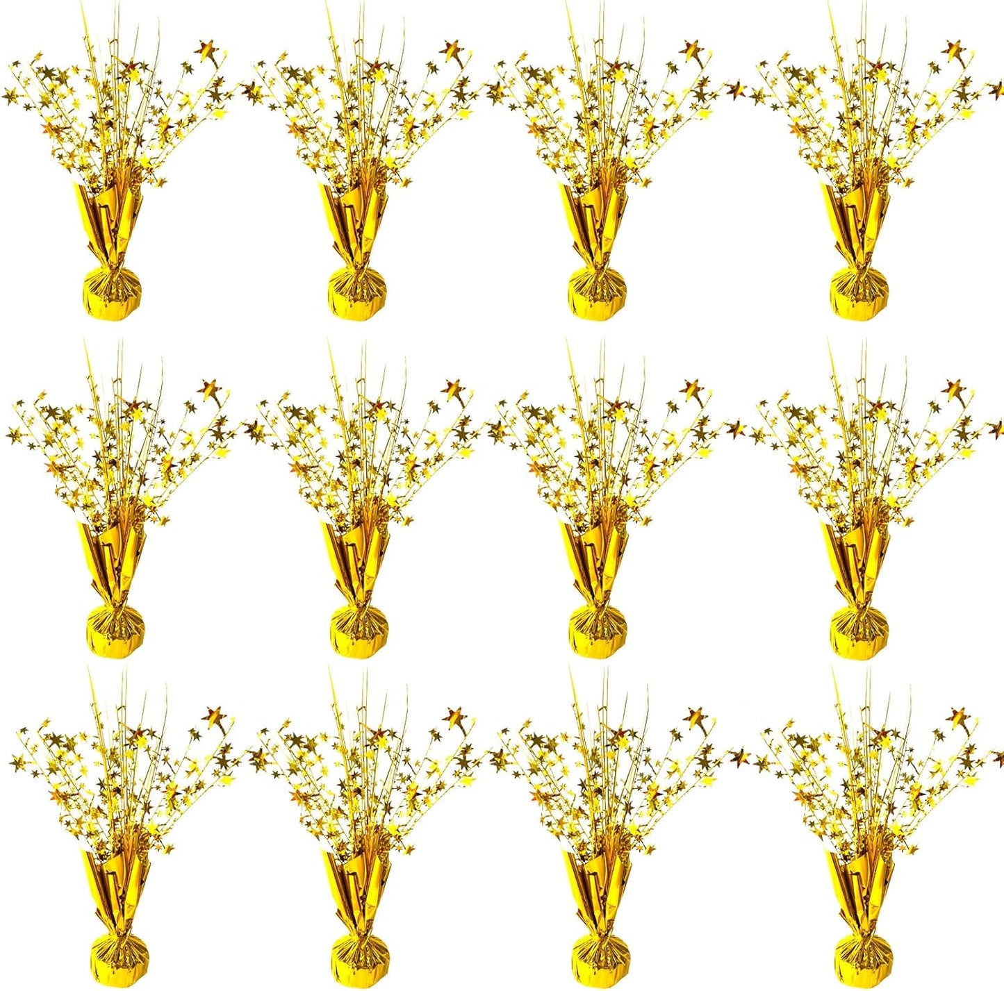 12 Pack Metallic Foil Spray Star Centerpieces for Parties