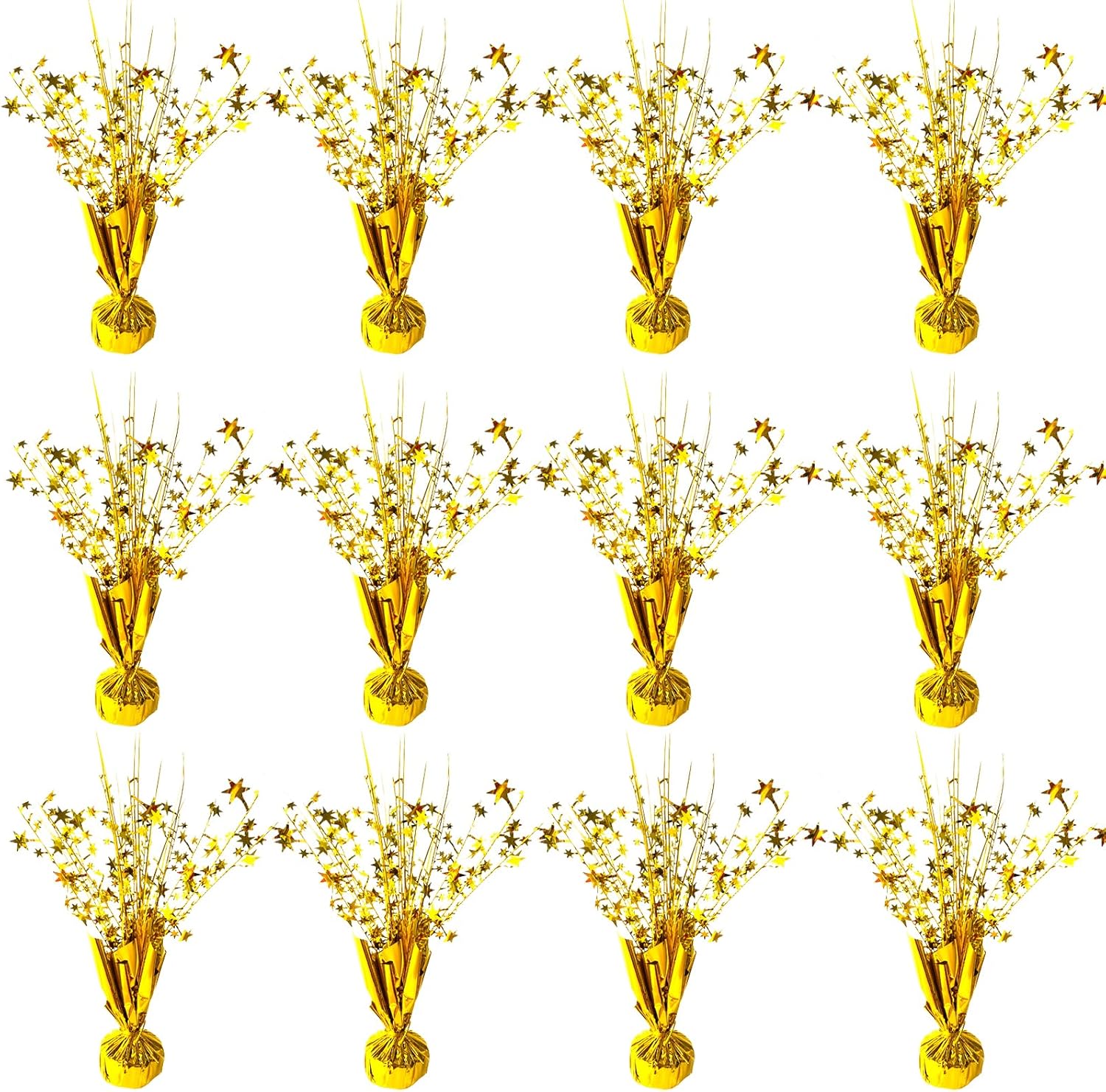12 Pack Metallic Foil Spray Star Centerpieces for Parties