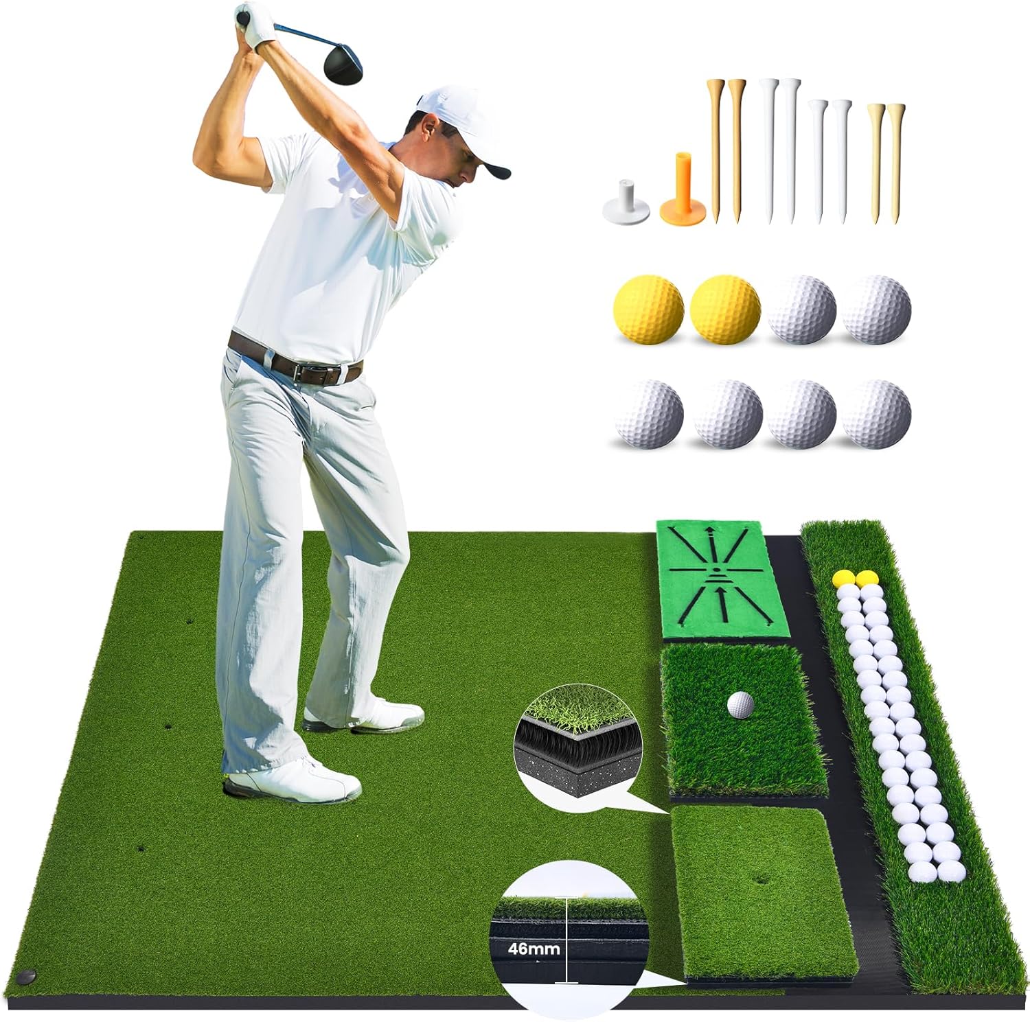 Premium Golf Mat Set with Storage Zone - Haokelball