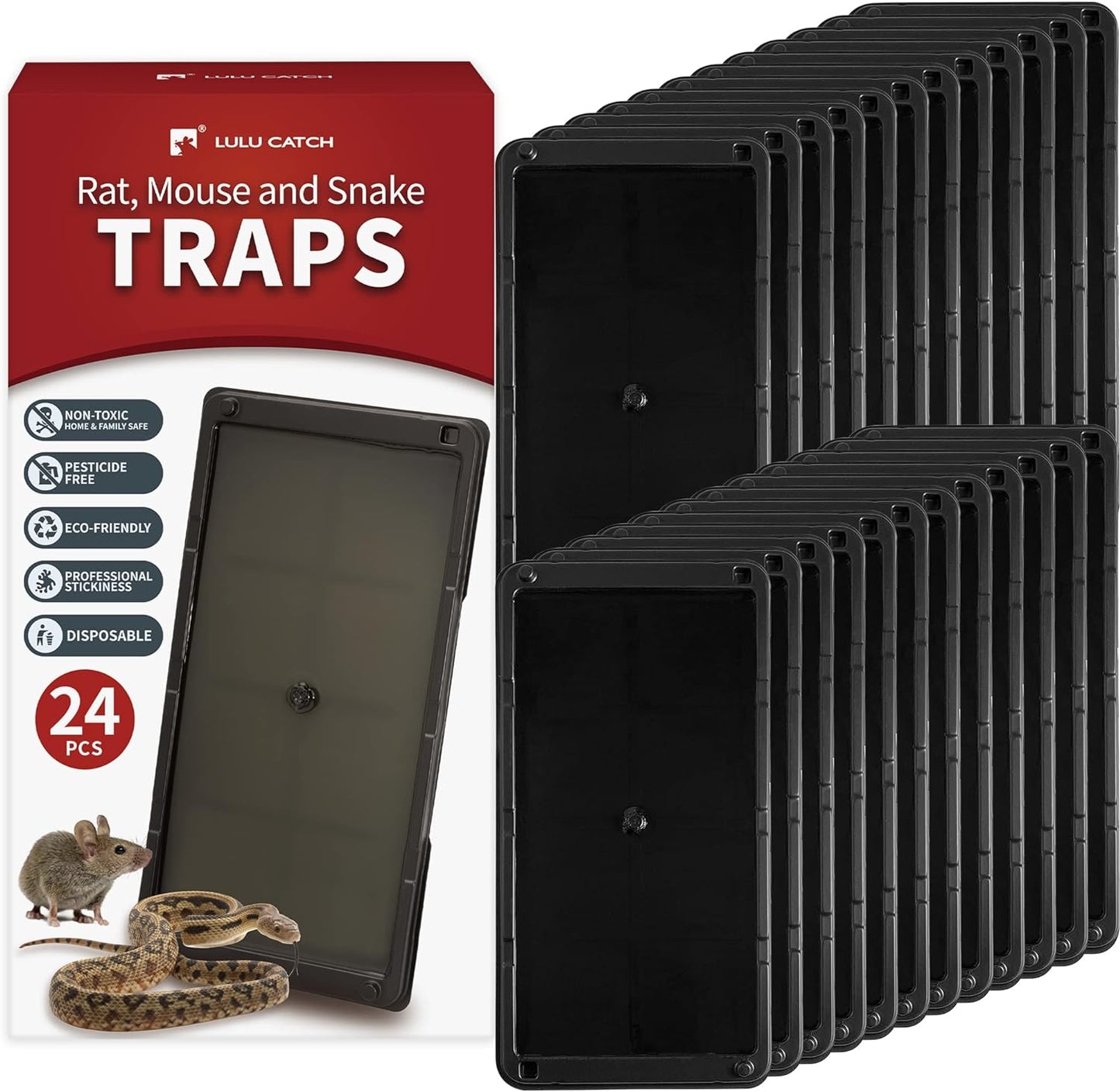 LULUCATCH 24-Pack Super Glue Traps: Larger, Heavier & Non-Toxic!