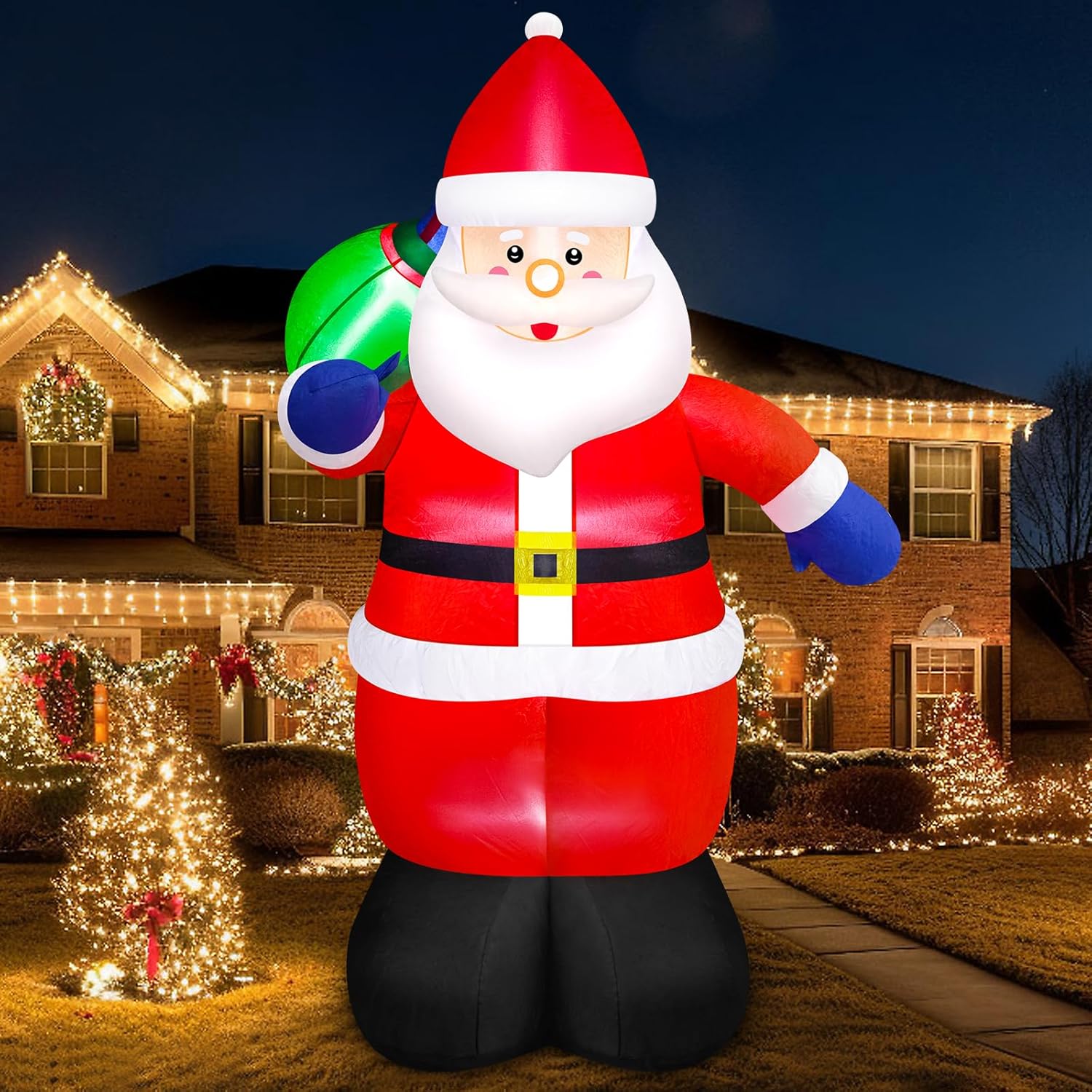 8 FT Christmas Inflatable Santa Claus with Gift Bag for Yard