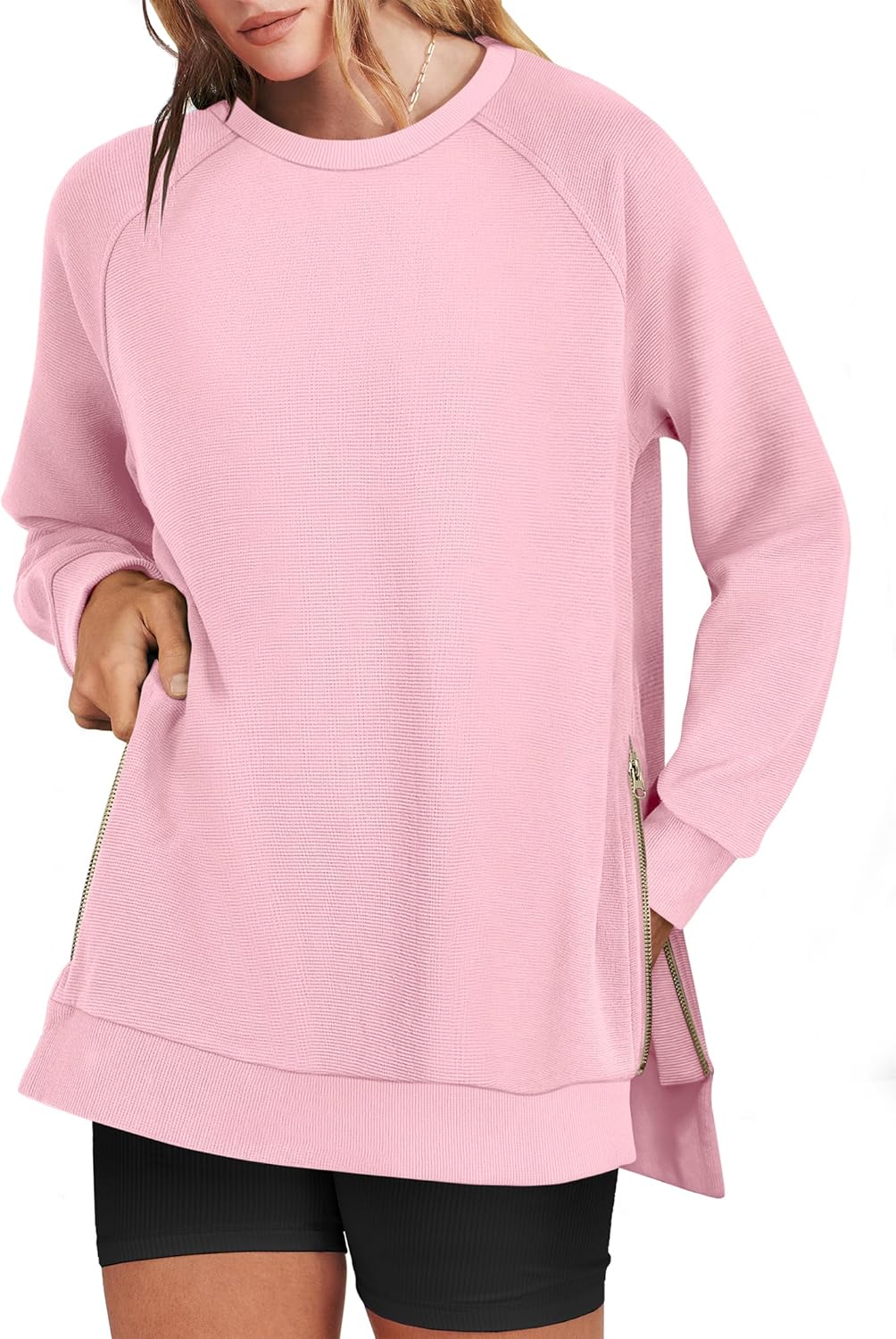 Oversized Sweatshirts for Women with Side Zipper Style