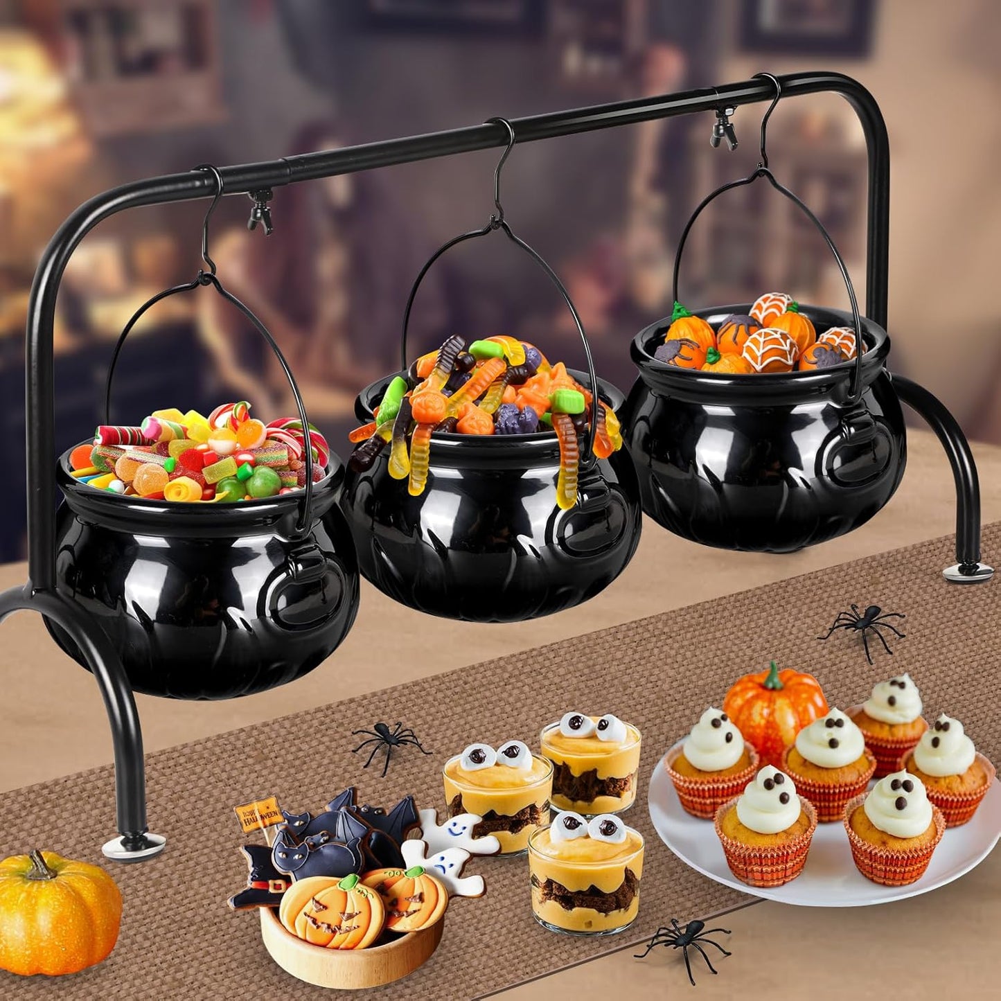 Ceramic Witches Cauldron Serving Bowls Set for Halloween Fun