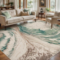 Abstract Swirl Area Rug 5x7 - Sage Green Washable Low-Pile Entry Rug