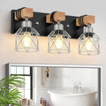 FadimiKoo 3-Light Wood Bathroom Light Fixtures Over Mirror - Rustic