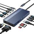 USB C Docking Station Dual HDMI Monitor Hub - 14-in-1 Workstation