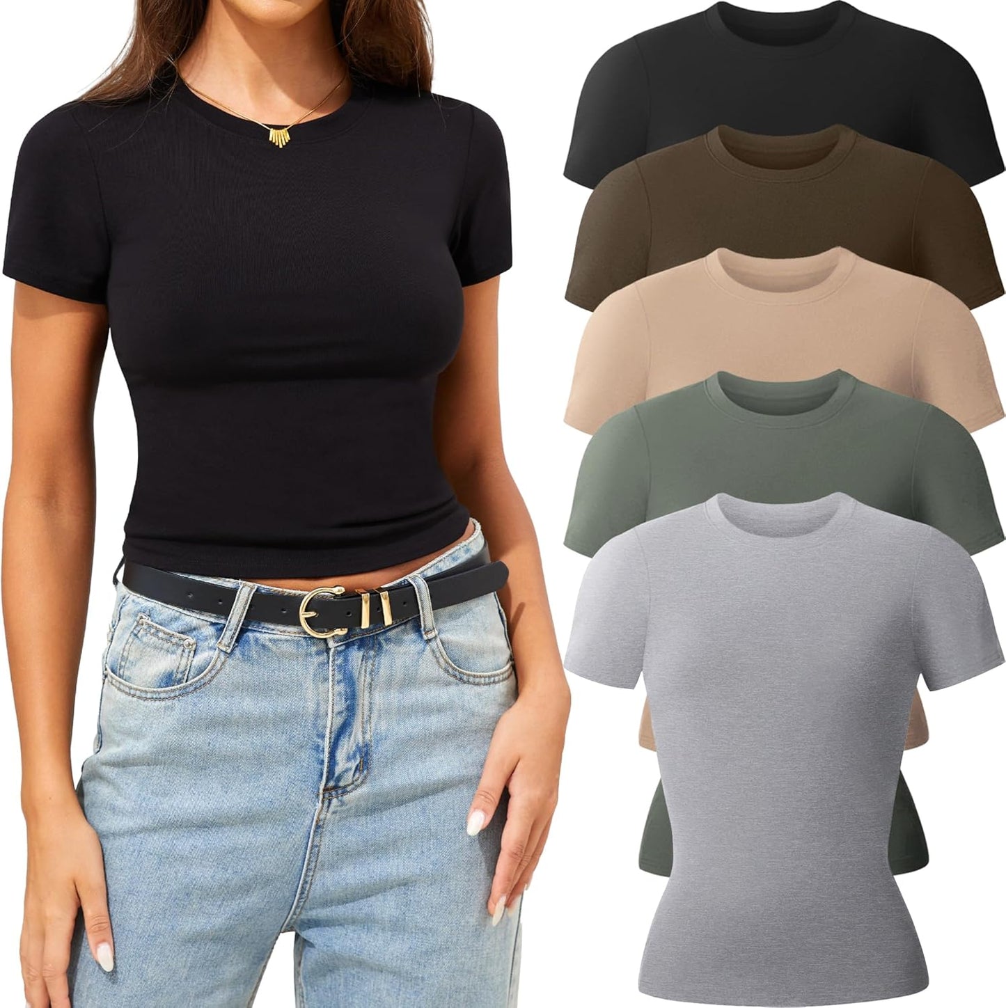 CE' CERDR Womens T Shirts Crew Neck Short Sleeve Casual Tops