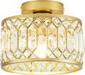 Crystal Ceiling Light Modern Semi Flush Mount - Elegant Gold Crystal