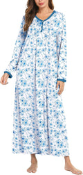 Ekouaer Women's Long Sleeve Nightgown Full Length - Comfortable, Soft