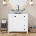 Puluomis 32-Inch White Traditional Bathroom Vanity Set - Marble Top