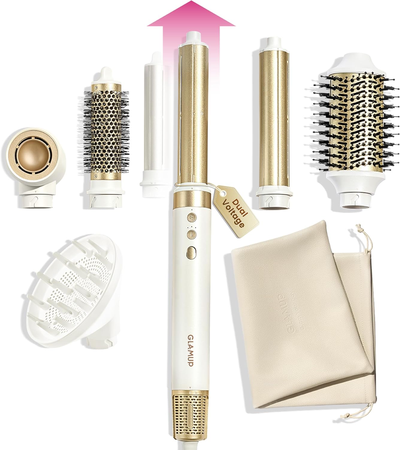 GLAMUP Dual Voltage 6 in 1 Hot Air Styler for Effortless Styling