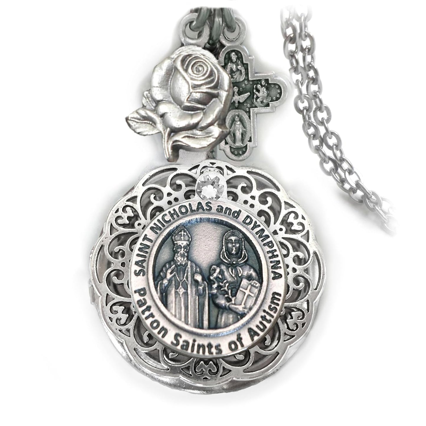 Patron Saints of Autism Locket Necklace for Supportive Moms