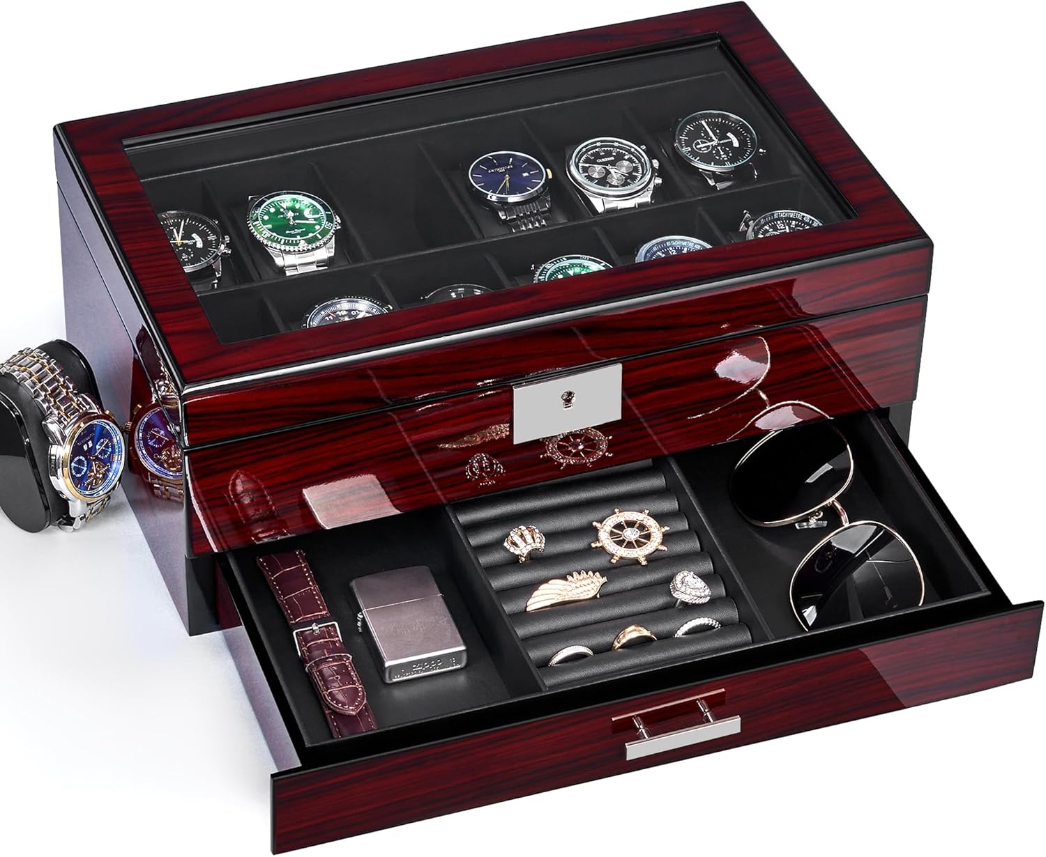 Securely Store & Display Watches - ANWBROAD 12 Slot Watch Case