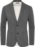 Men's Casual Knit Blazer Suit Jacket - Lightweight Two-Button Sport