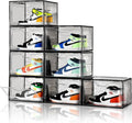 New Gray 8 Pack Shoe Boxes Stackable - Large Clear Shoe Storage