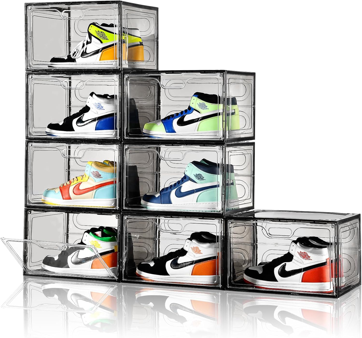 New Gray 8 Pack Shoe Boxes for Large Shoe Storage Organizer