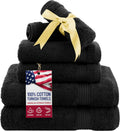 American Veteran Towel 6 Piece Turkish Cotton Set - Soft, Absorbent