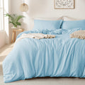 MILDLY Super Soft Duvet Cover Set - Cool Blue Washed Microfiber
