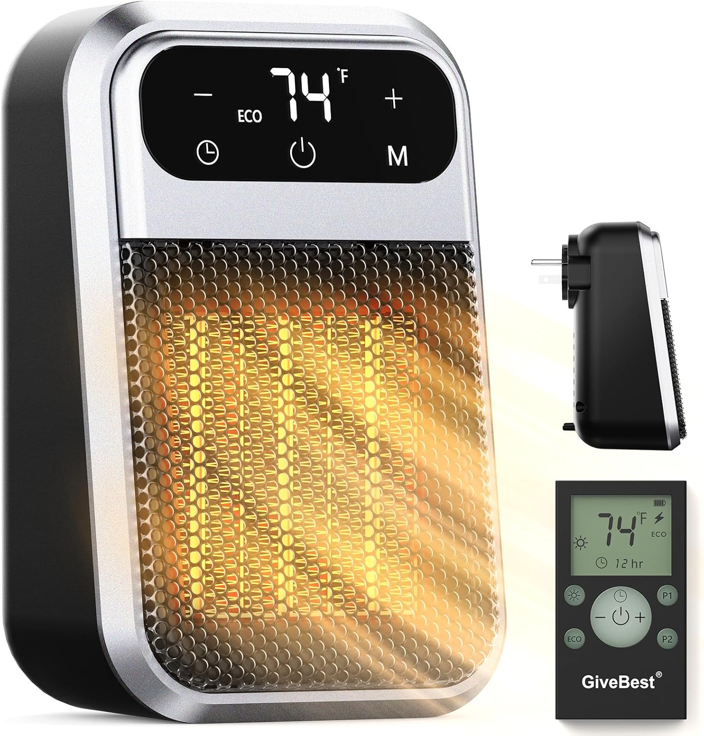 800W Plug-In Heater: Remote Control, Timer