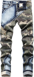 Baylvn Men's Designer Straight Slim Fit Patchwork Jeans - Stylish
