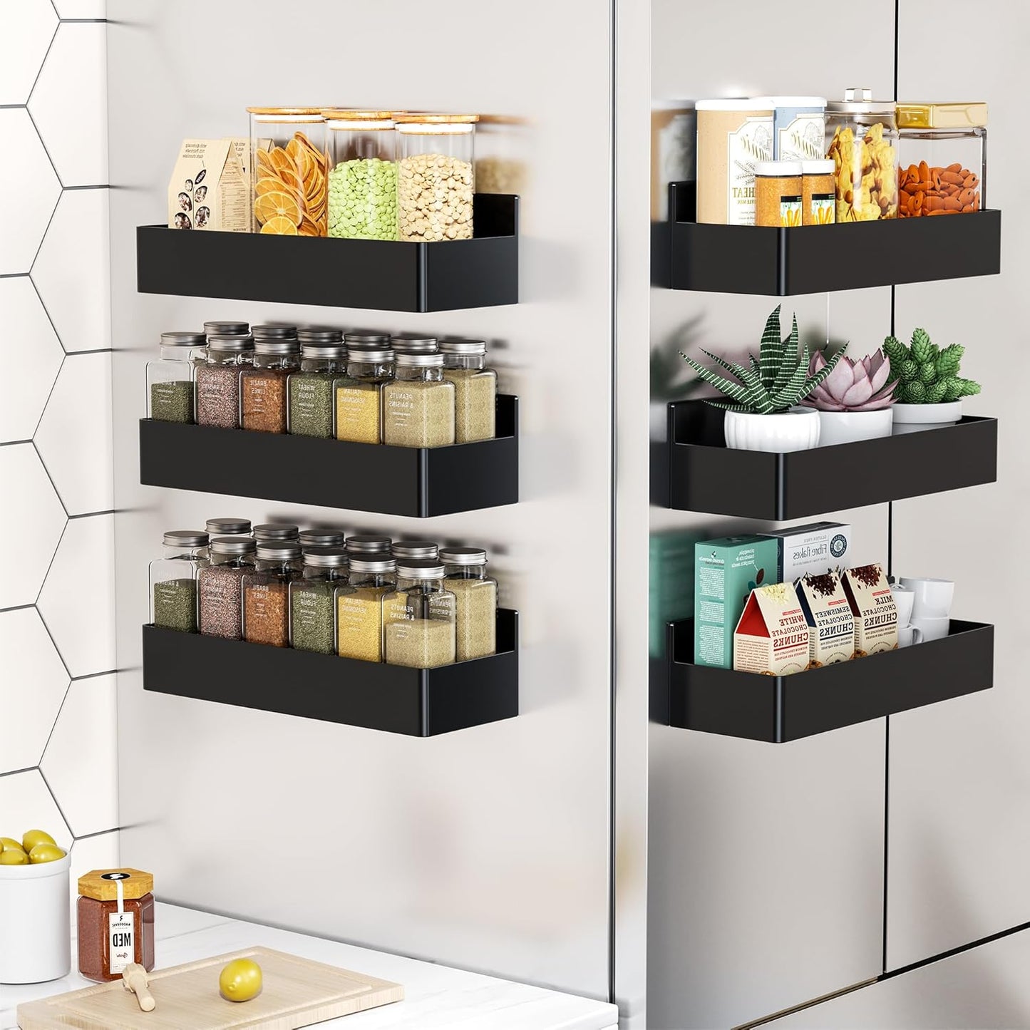 Magnetic Spice Rack for Refrigerator - Kitchen Organizer Set