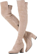 Over the Knee Boots Thigh High Suede Black Block 3in Heel