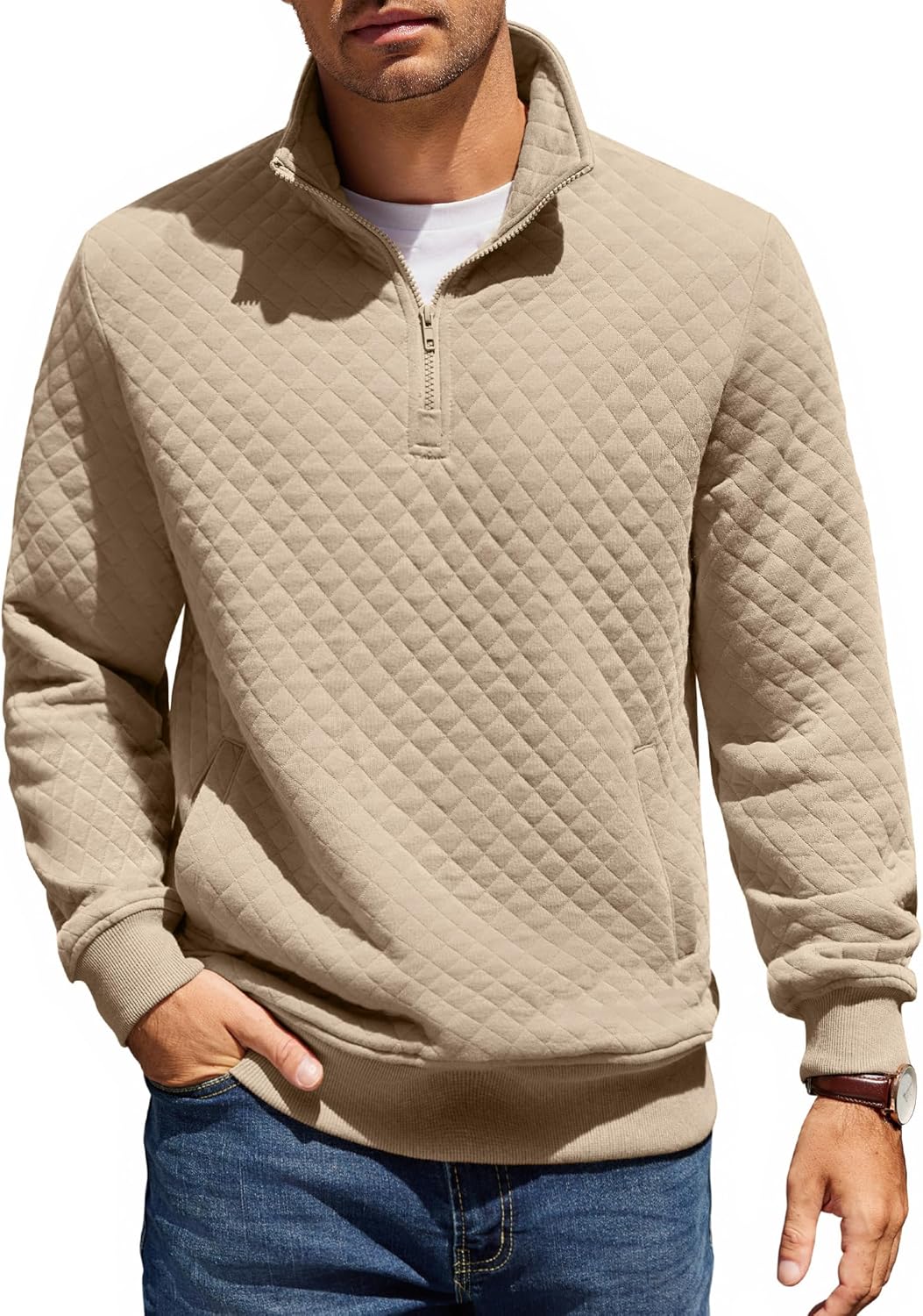 COOFANDY Mens Quarter Zip Pullover for Cozy Winter Style