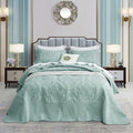 Oversized Bedspread Coverlet Set King Size - Reversible Seaglass