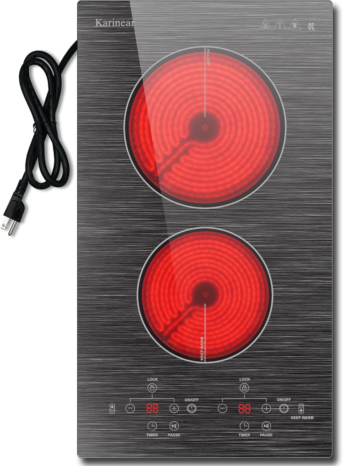 Karinear 2 Burner Electric Cooktop with Beautiful Pattern Design