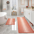 Sunset Orange Chenille Bath Mat Set 2 Piece - Thick Absorbent Rugs