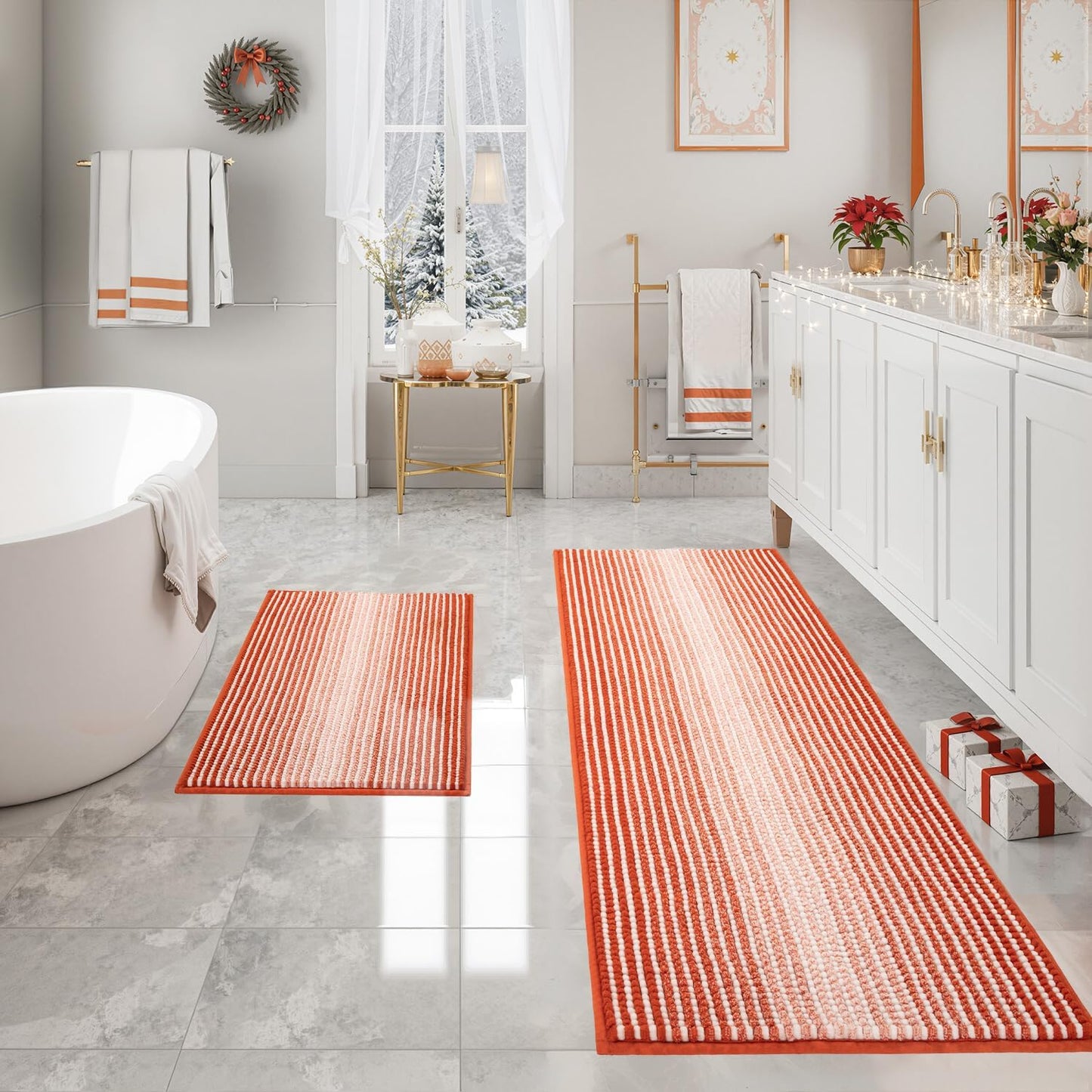 Thick Absorbent Chenille Bath Mat Set for Ultimate Comfort