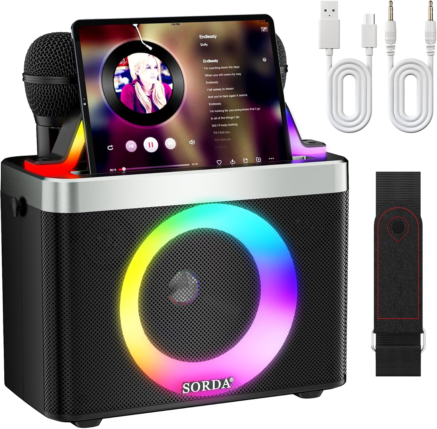 Karaoke Machine with 2 Wireless Microphones for Parties