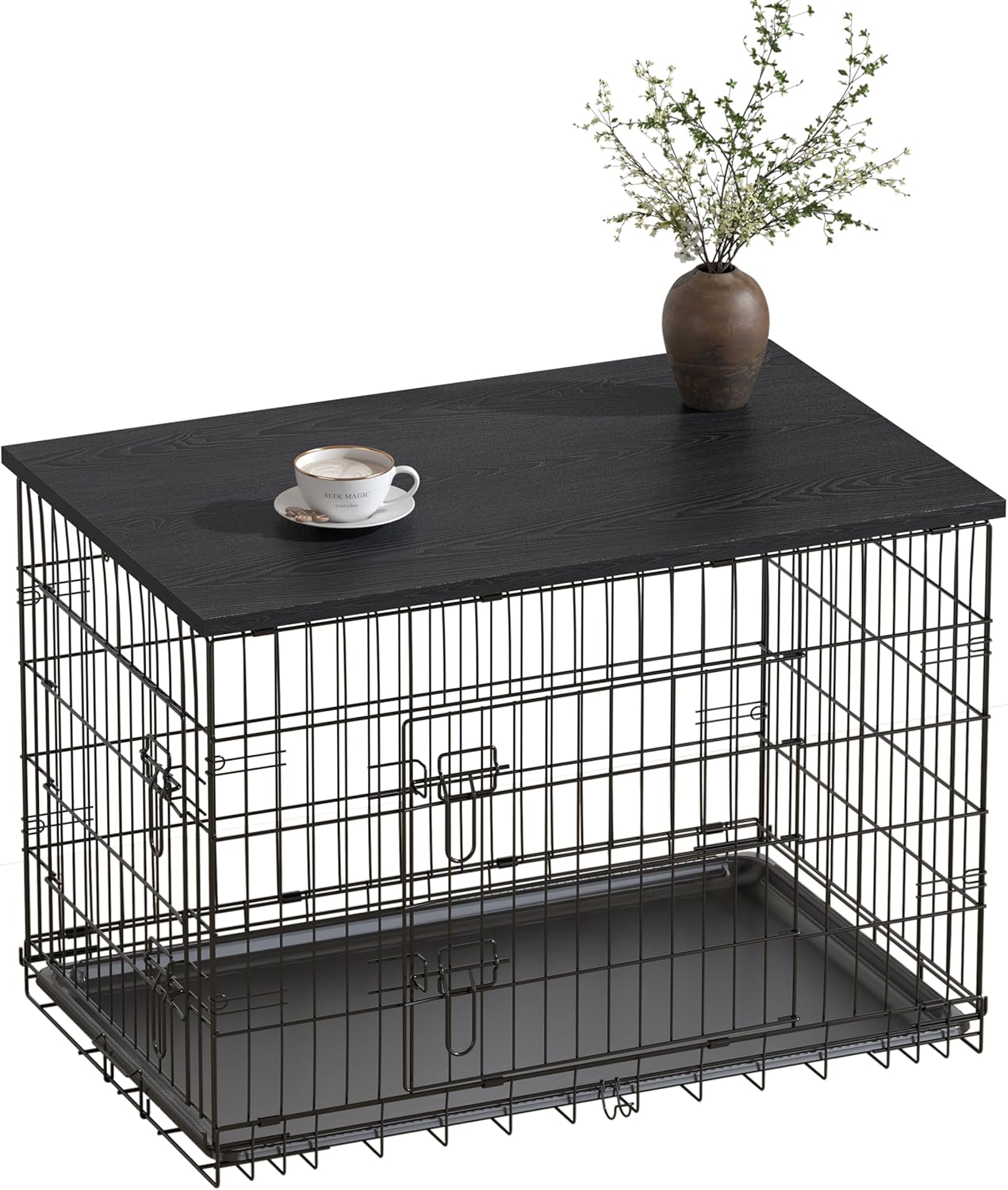 Piskyet Dog Crate Topper Wood Countertop for 48 Inch Crate