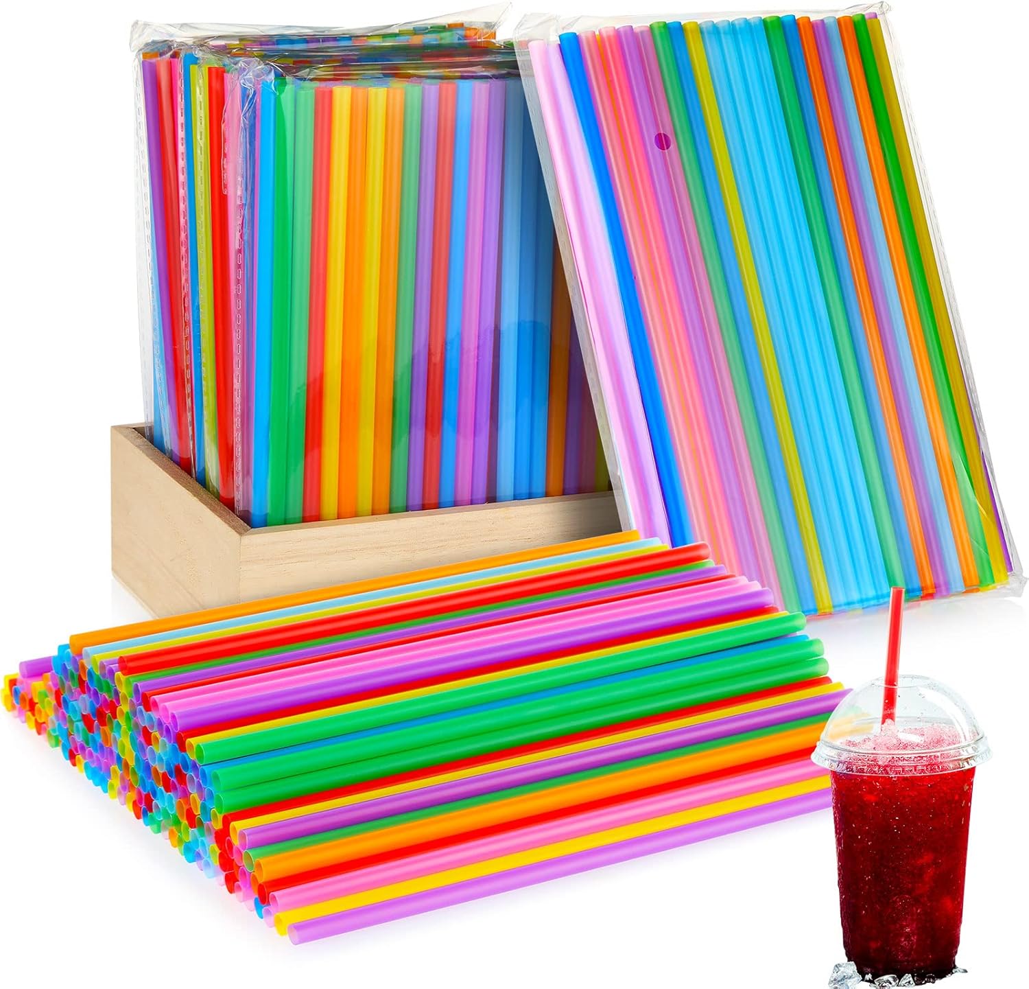 Colorful Disposable Drinking Plastic Straws - 3000 Pcs Bulk Pack