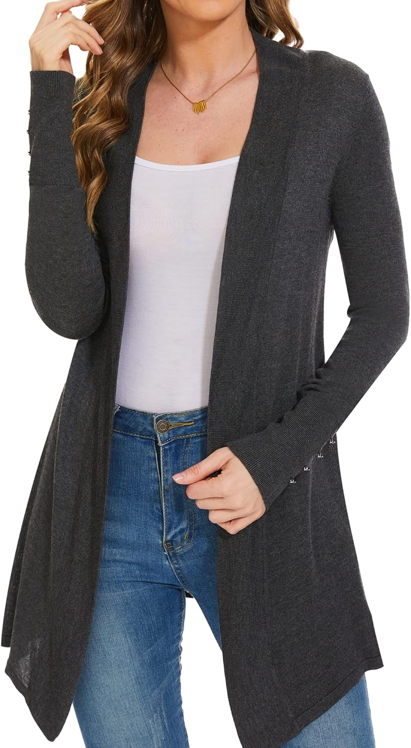 Stylish Long Sleeve Open Front Cardigan for Women Casual Wear