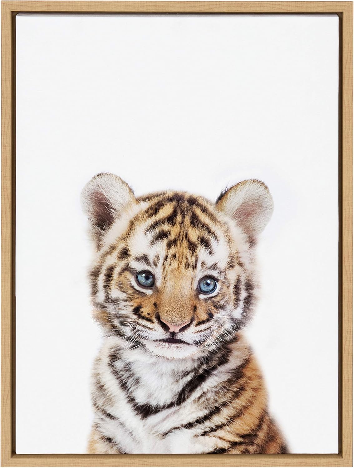 Baby Tiger Portrait Framed Canvas Wall Art for Cute Decor