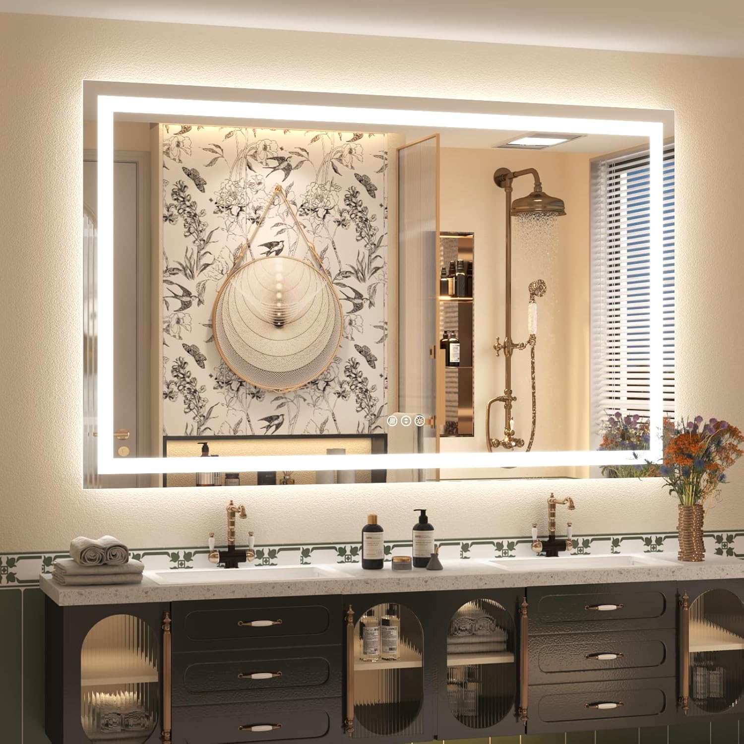 60x 40 Inch Lighted Bathroom Mirror for Modern Vanity Use