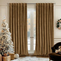 Bronze Brown Velvet Curtains for Bedroom - Room Darkening Panels