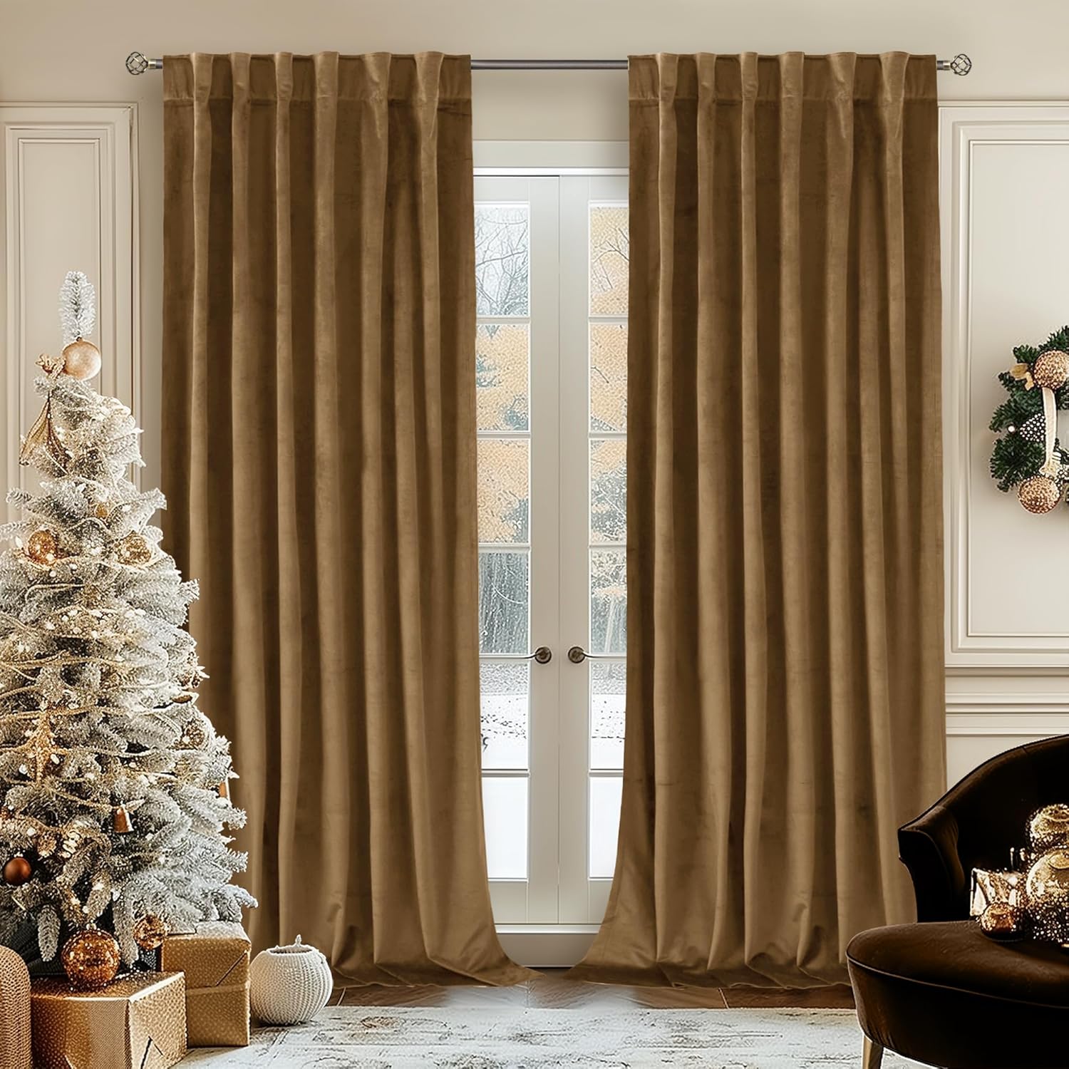 BGment Bronze Brown Velvet Curtains for Room Darkening Style