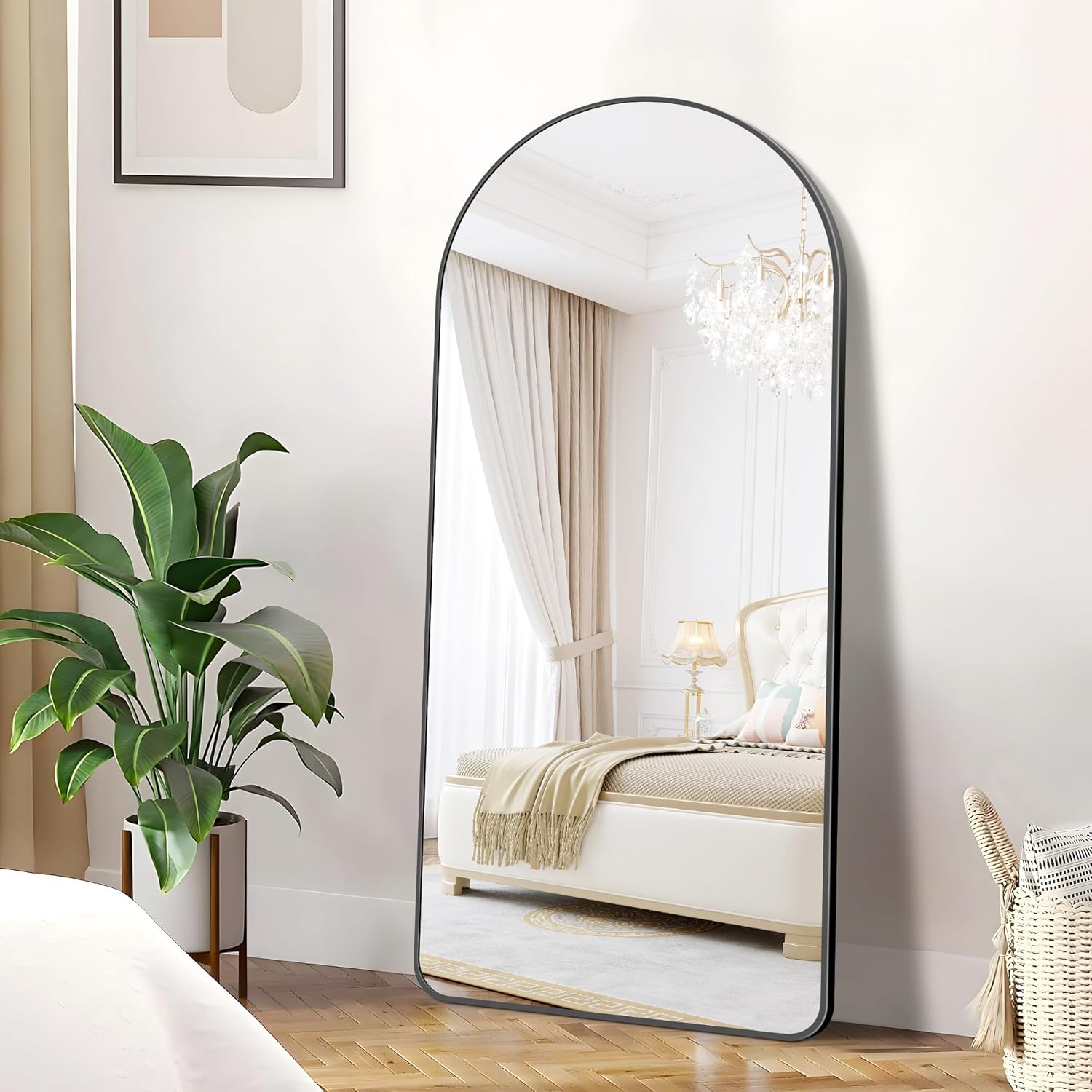 Large Arched Wall Mirror 60x30 Inch for Elegant Home Decor