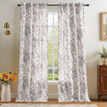 Linen Floral Curtains 96 in Length - Light Filtering Peony Drapes